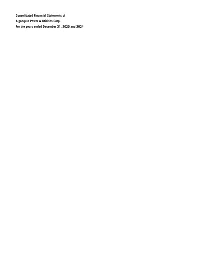 Thumbnail Algonquin Power & Utilities Financial Statement 2025