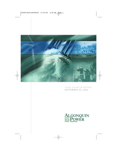 Thumbnail Algonquin Power & Utilities Quarterly Report 2006-q3