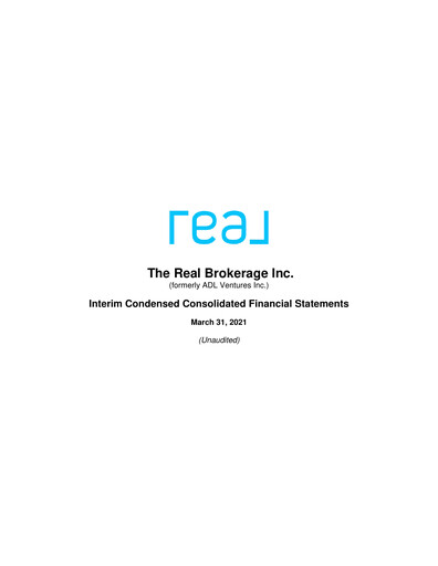 Thumbnail Real Brokerage Inc. Quarterly Report 2021-q1