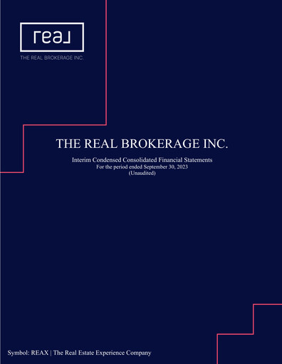Thumbnail Real Brokerage Inc. Quarterly Report 2023-q3