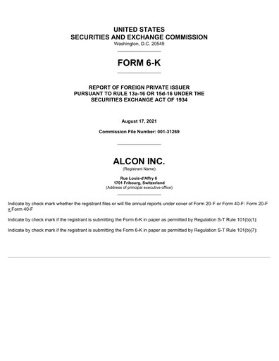 Thumbnail Alcon Half-year Report 2021-h1