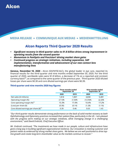 Thumbnail Alcon Quarterly Report 2020-q3