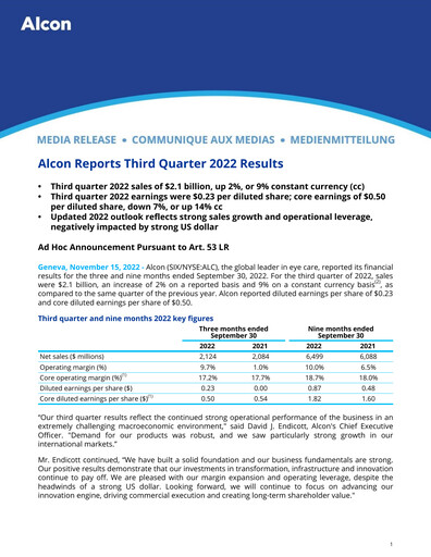 Thumbnail Alcon Quarterly Report 2022-q3