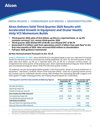 Thumbnail Alcon Quarterly Report 2025-q3