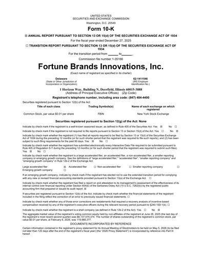 Miniature Fortune Brands Innovations Rapport annuel 2025