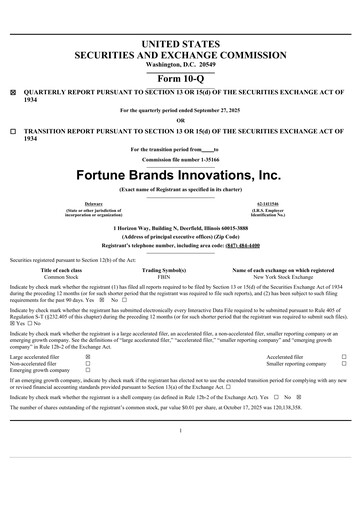 Thumbnail Fortune Brands Innovations Quarterly Report 2025-q3