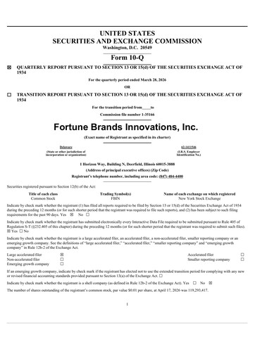 Thumbnail Fortune Brands Innovations Quarterly Report 2026-q1