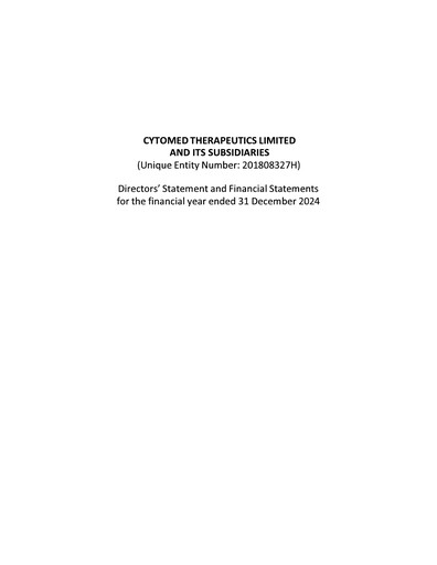 Thumbnail CytoMed Therapeutics Financial Statement 2024