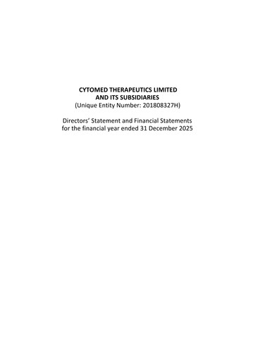 Thumbnail CytoMed Therapeutics Financial Statement 2025