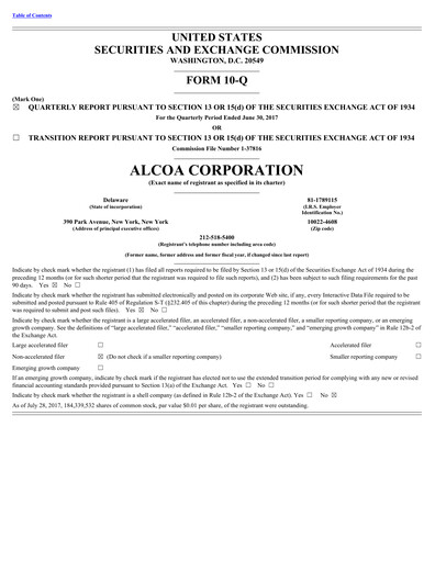 Thumbnail Alcoa Quarterly Report 2017-q2