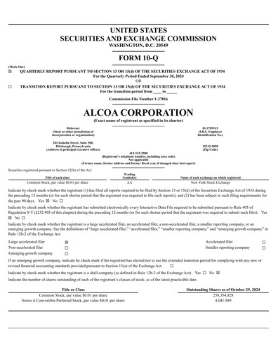 Thumbnail Alcoa Quarterly Report 2024-q3
