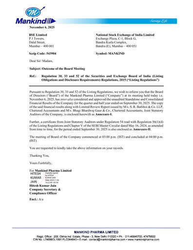 Thumbnail Mankind Pharma Quarterly Report 2025-q2