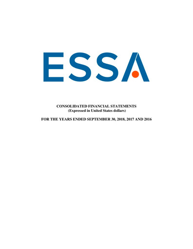 Thumbnail ESSA Pharma Financial Statement fy2018