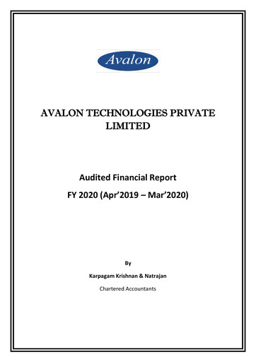 Thumbnail Avalon Technologies Annual Report 2019-2020
