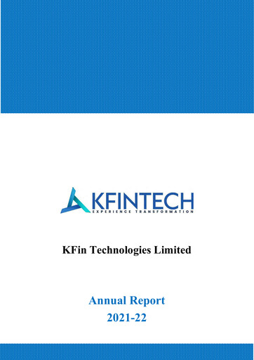 Thumbnail KFin Technologies Annual Report 2021-2022