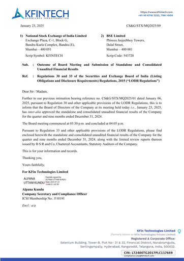 Miniature KFin Technologies Rapport trimestriel 2024-q3