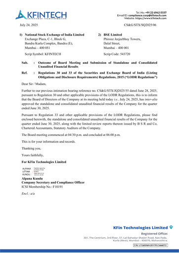 Miniature KFin Technologies Rapport trimestriel 2025-q1
