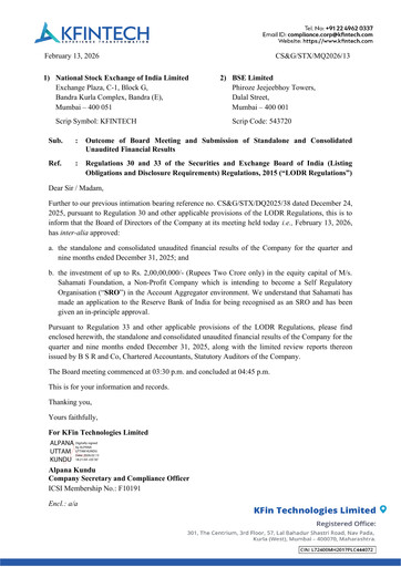 Miniature KFin Technologies Rapport trimestriel 2025-q3