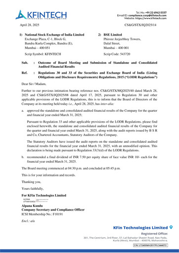 Miniature KFin Technologies Rapport trimestriel 2025-q4