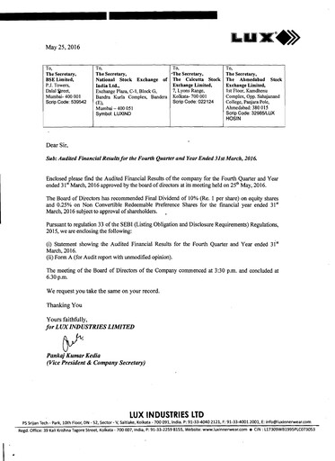 Thumbnail Lux Industries Quarterly Report 2016-q4