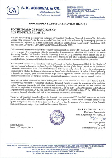 Thumbnail Lux Industries Quarterly Report 2018-q1