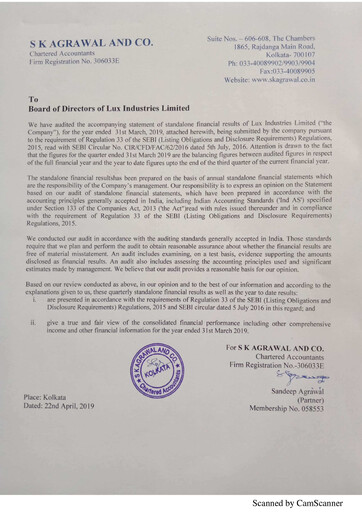 Thumbnail Lux Industries Quarterly Report 2019-q4
