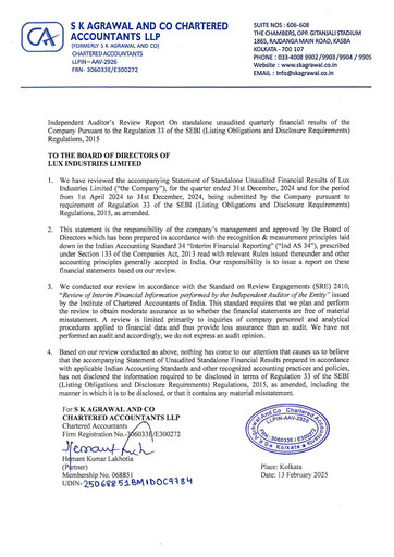 Thumbnail Lux Industries Quarterly Report 2024-q3