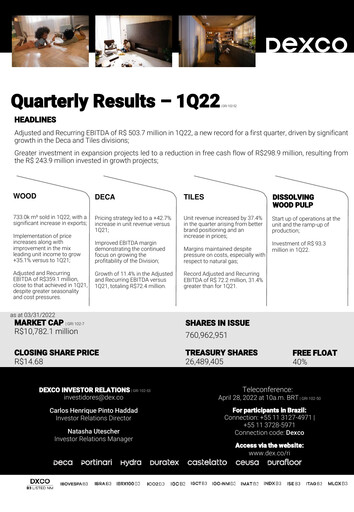 Thumbnail Dexco Quarterly Report 2022-q1