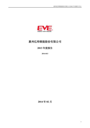 Thumbnail EVE Energy Annual Report 2013