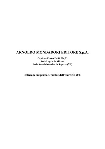 Thumbnail Arnoldo Mondadori Editore Half-year Report 2003-h1