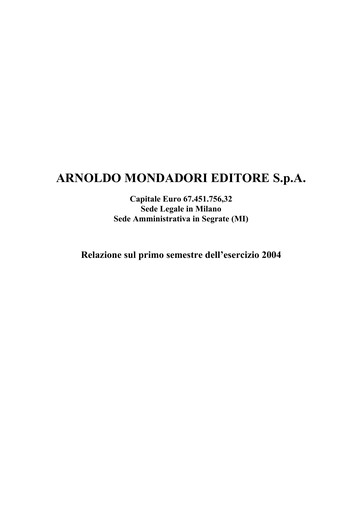 Thumbnail Arnoldo Mondadori Editore Half-year Report 2004-h1