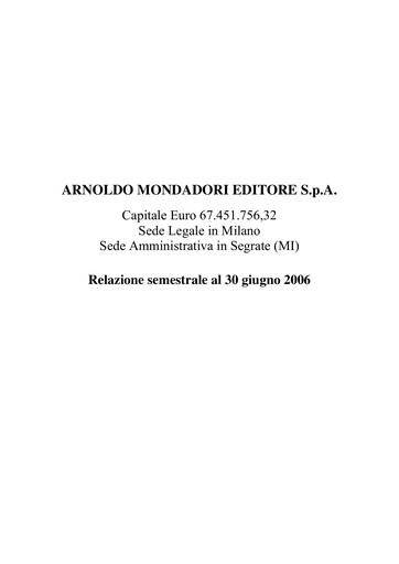 Thumbnail Arnoldo Mondadori Editore Half-year Report 2006-h1