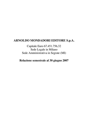 Thumbnail Arnoldo Mondadori Editore Half-year Report 2007-h1