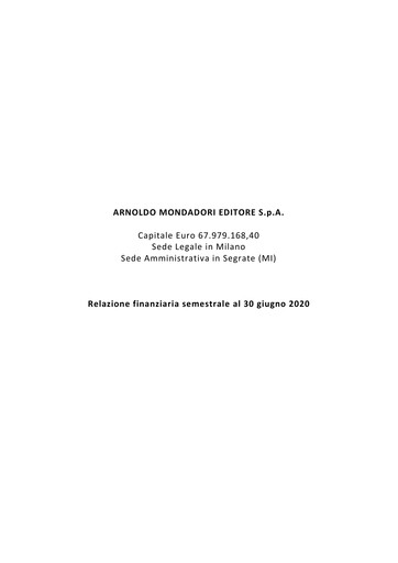 Thumbnail Arnoldo Mondadori Editore Half-year Report 2020-h1