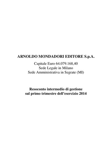 Thumbnail Arnoldo Mondadori Editore Quarterly Report 2014-q1