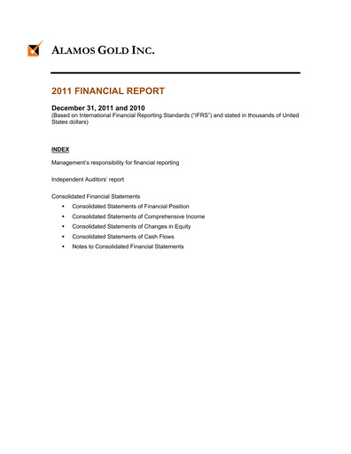 Thumbnail Alamos Gold Financial Statement 2011