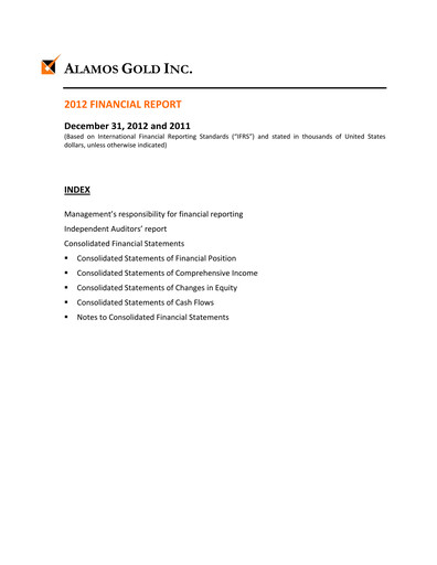 Thumbnail Alamos Gold Financial Statement 2012
