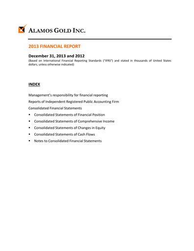 Thumbnail Alamos Gold Financial Statement 2013
