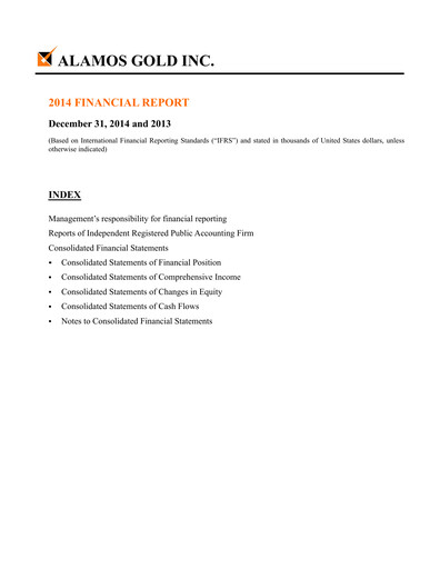 Thumbnail Alamos Gold Financial Statement 2014
