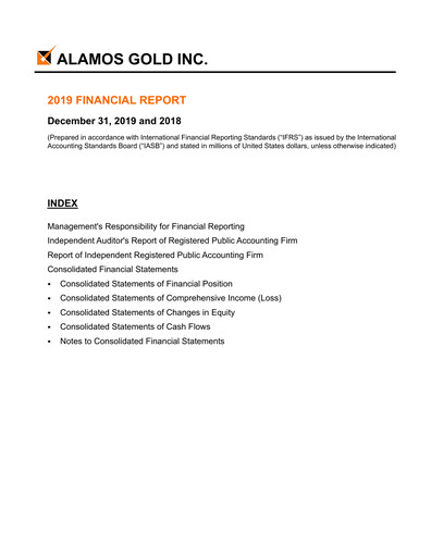 Thumbnail Alamos Gold Financial Statement 2019