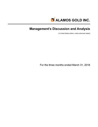 Vorschaubild Alamos Gold Quartalsbericht 2018-q1