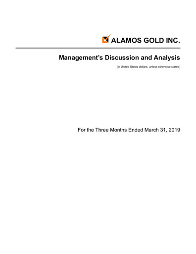 Vorschaubild Alamos Gold Quartalsbericht 2019-q1
