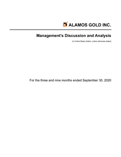Vorschaubild Alamos Gold Quartalsbericht 2020-q3