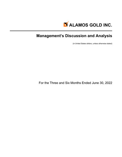 Vorschaubild Alamos Gold Quartalsbericht 2022-q2