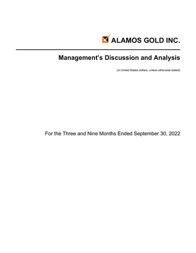 Vorschaubild Alamos Gold Quartalsbericht 2022-q3
