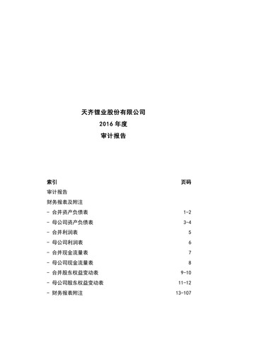 Thumbnail Tianqi Lithium Financial Statement 2016
