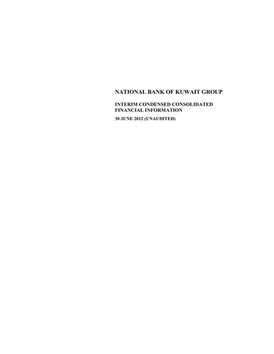 Thumbnail National Bank of Kuwait Financial Statement 2012-h1