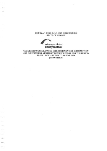 Thumbnail Boubyan Bank Financial Report 2009-h1