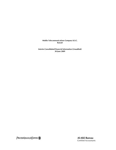 Thumbnail Zain (Mobile Telecommunications Company) Financial Report 2009-h1