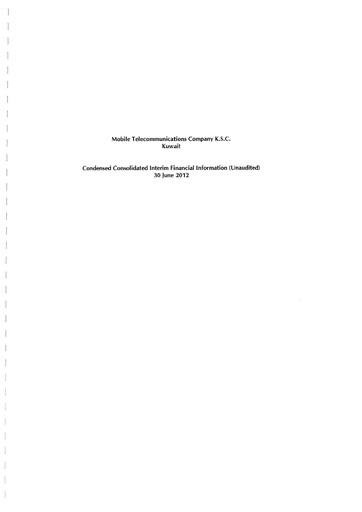Thumbnail Zain (Mobile Telecommunications Company) Financial Report 2012-h1